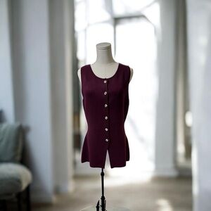 ViGoss Sleeveless Long Fitted Knitted Sweater‎ Cardigan SZ MED NWT.